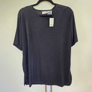 Liz Baker Black Crew Neck Elevated Basic Work Casual Dress Top Size Large